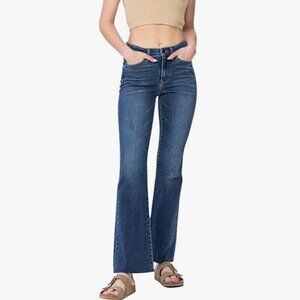 Judy Blue Mid Rise Bootcut Jeans with Cut Hem